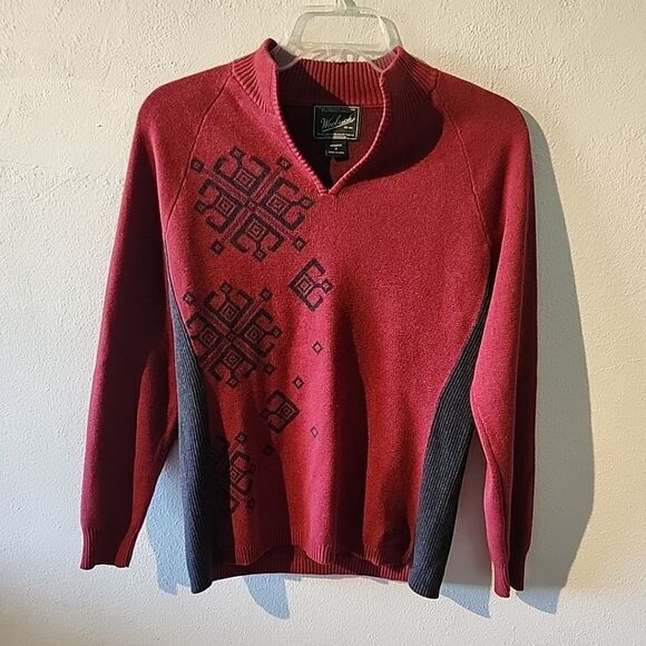 Woolrich Women's Knit Sweater Red M WINTER Pullover Snowflake CHRISTMAS - Picture 1 of 5